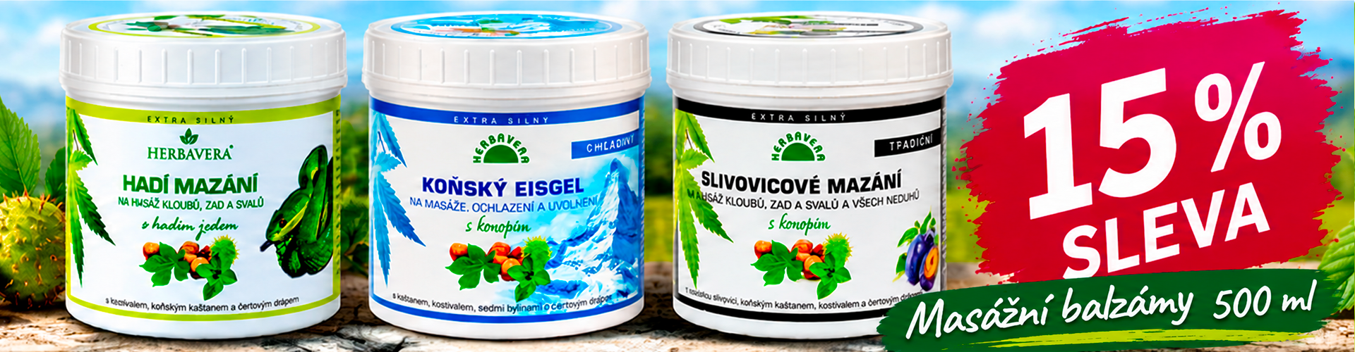 Masážní balzámy 500 ml - sleva 15%
